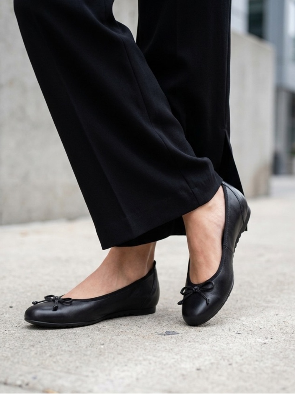 Munro Quinn Ballet Flats Black Leather Size 8 Narrow